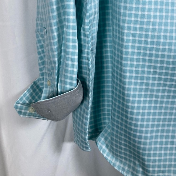 2/$15 🎄Van Heusen Aqua Checkered Button Up Shirt “Boca Raton” Sz XL 17-17.5 NWT - Picture 2 of 8